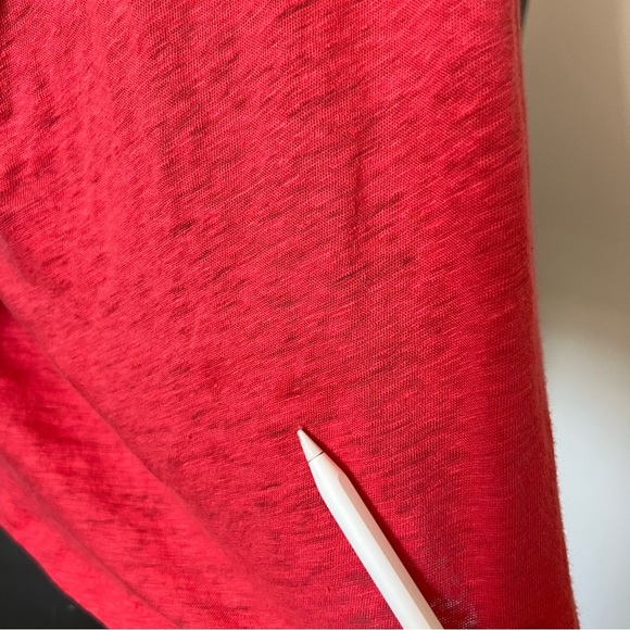 🌿 J.Crew Red Embroidered Front Linen Tee - Size S - Picture 6 of 8